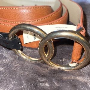 EXPRESS women’s double gold loop brown leather belt
